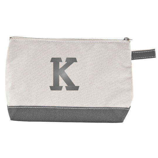 Personalized Grey Trimmed Cosmetic Bag